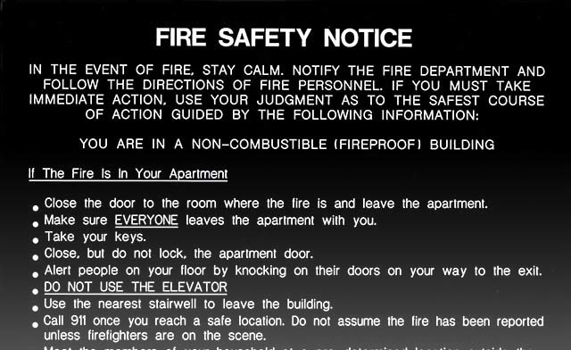 Fire Safety Notice 408-02 Non Combustible